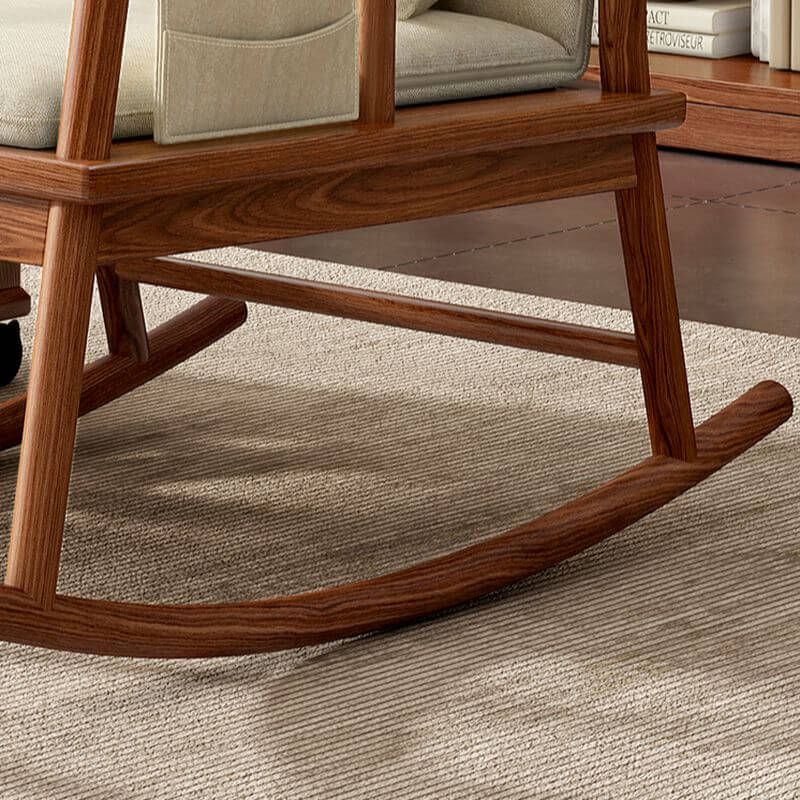 Cocoa Natural Wood Rocking Chair with Ottoman, 3 Pillows, and Separable Pillowcase