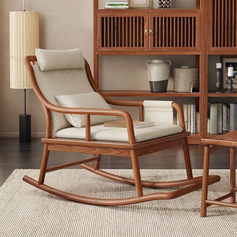 Cocoa Natural Wood Rocking Chair with Ottoman, 3 Pillows, and Separable Pillowcase Secondary image