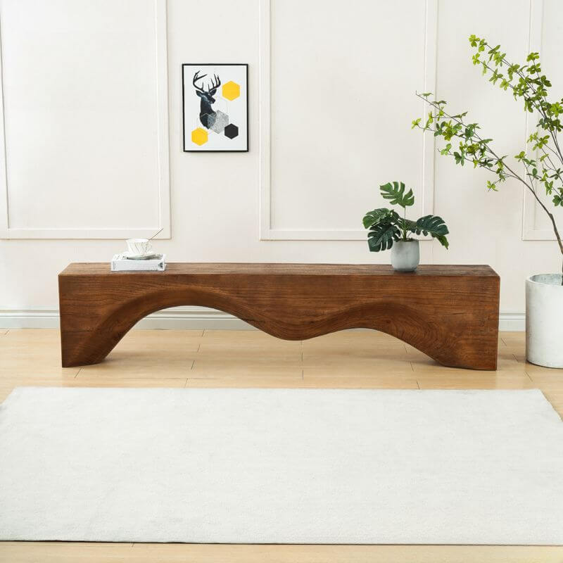 Cocoa Solid Wood Bench in modern entryway