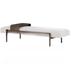 Solid color accent bench with upholstery detail