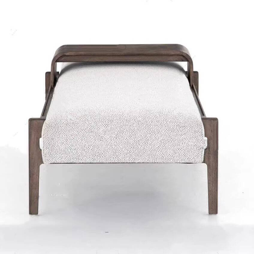 Stylish brown cushioned bench in living room