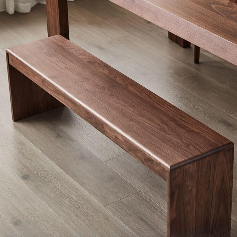 Cocoa trendy solid wood dining bench from the side