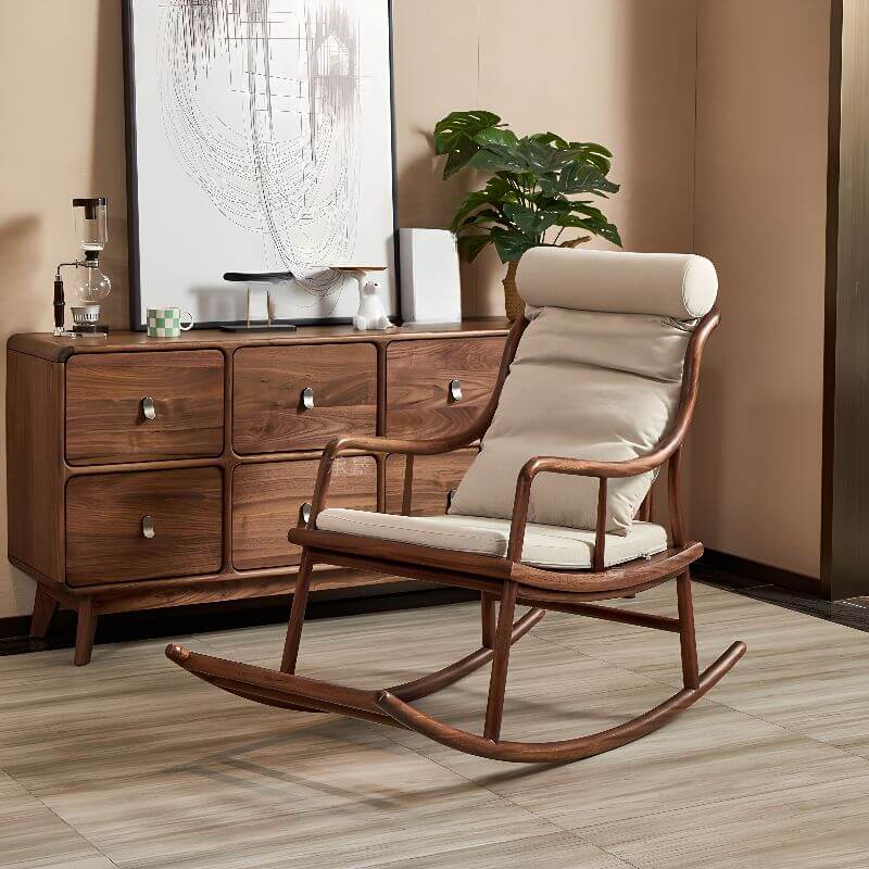 Cocoa Walnut Rocking Armchair side view