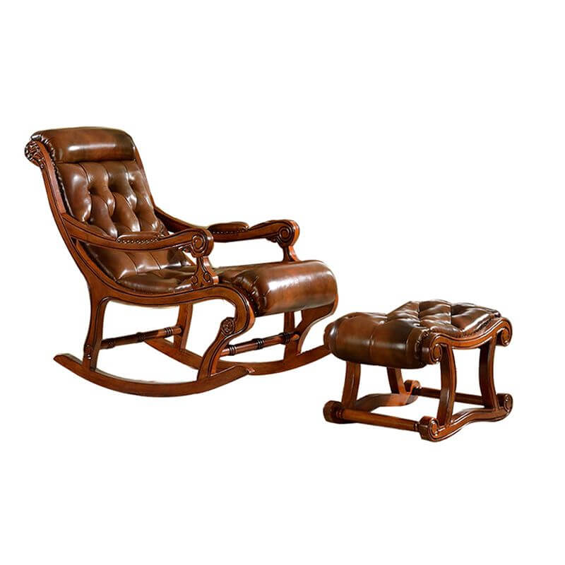 Cocoa/Cerulean/Jade Green Oak Wood Rocking Couch Chair with Nailhead ...
