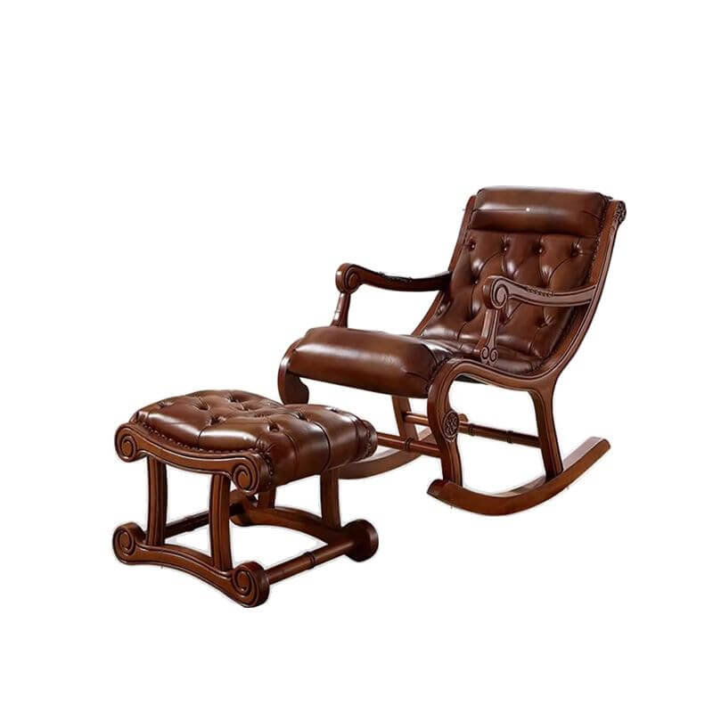 Cocoa/Cerulean/Jade Green Oak Wood Rocking Couch Chair with Nailhead ...