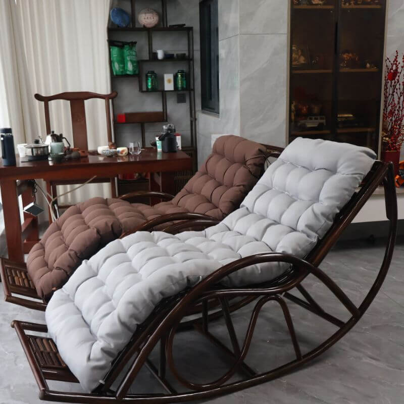 Fauteuil à bascule en canne couleur cacao/non fini avec dossier dans un style moderne Image secondaire du produit