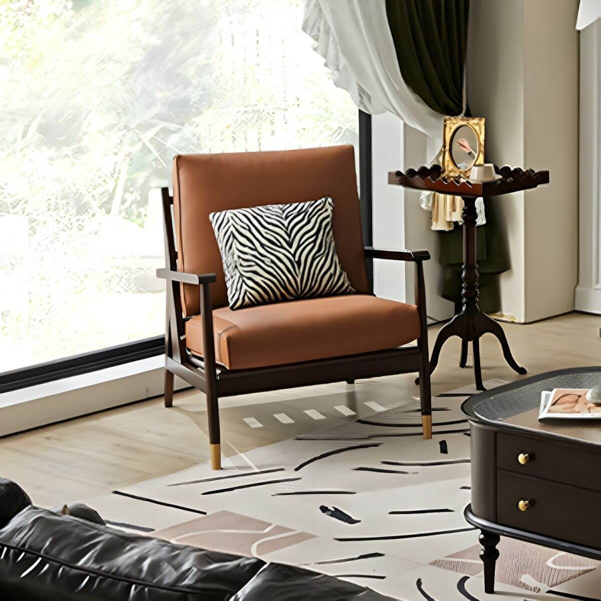 Modern small recliner in coffee color
