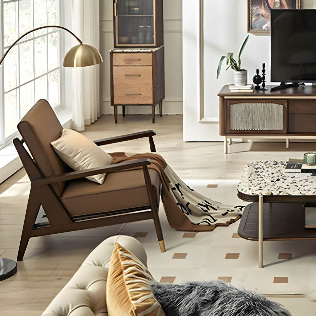 Wooden frame coffee recliner