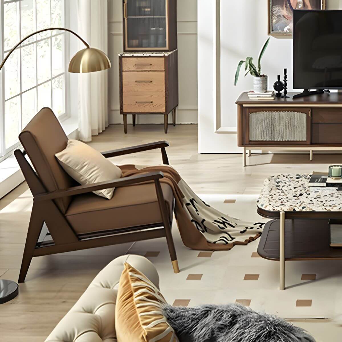 Wooden frame coffee recliner