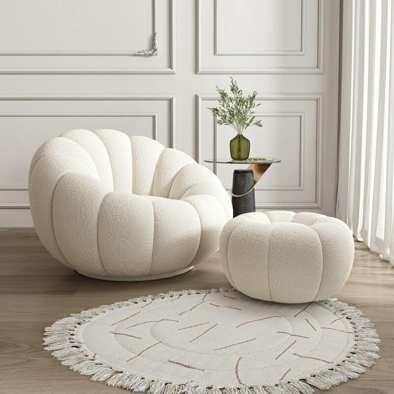 Oversized bean bag chair in white Sherpa