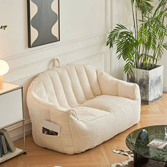 Comfortable beige bean bag chair