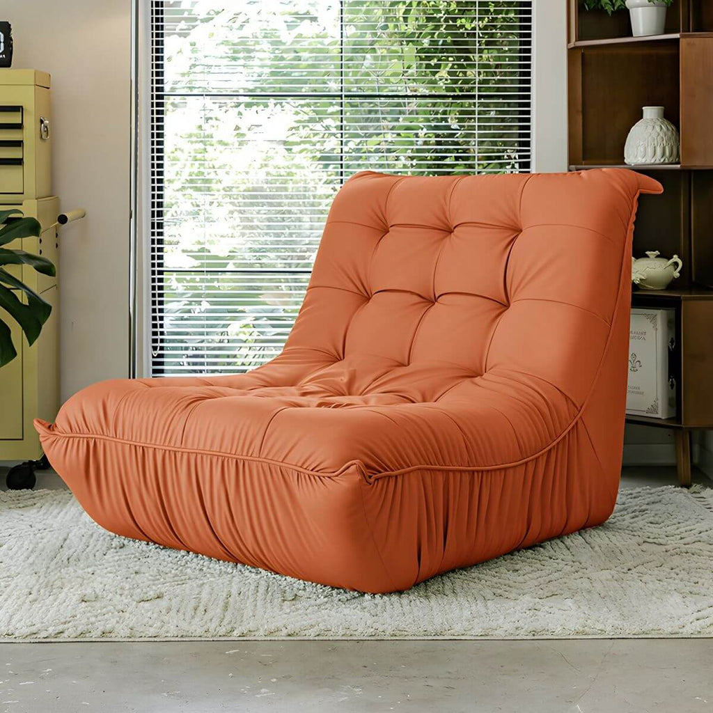 Yellow Suede Bean Bag in Living Room