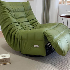 Elegant orange faux leather recliner in a cozy living room