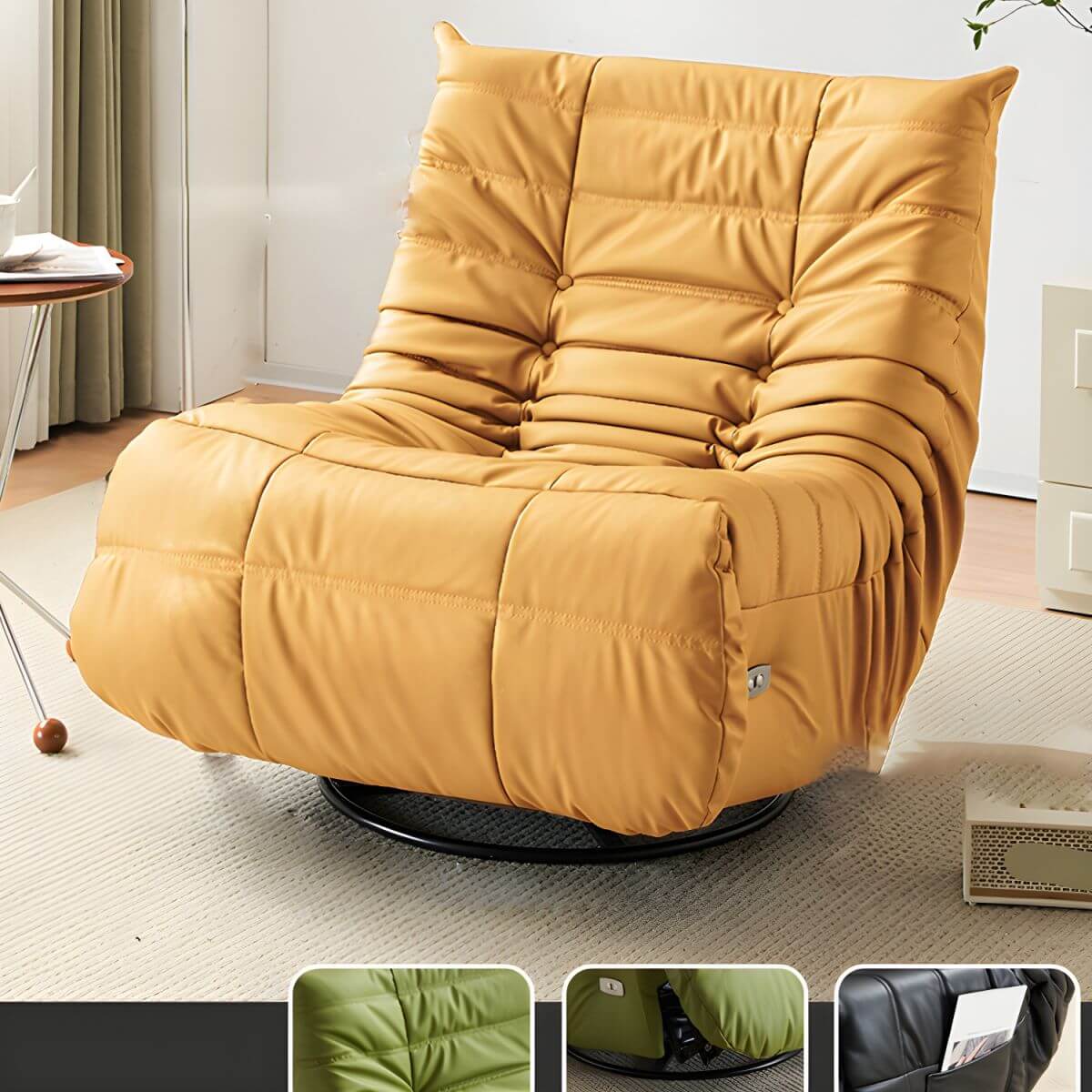 Compact recliner with Lemon Yellow fabric