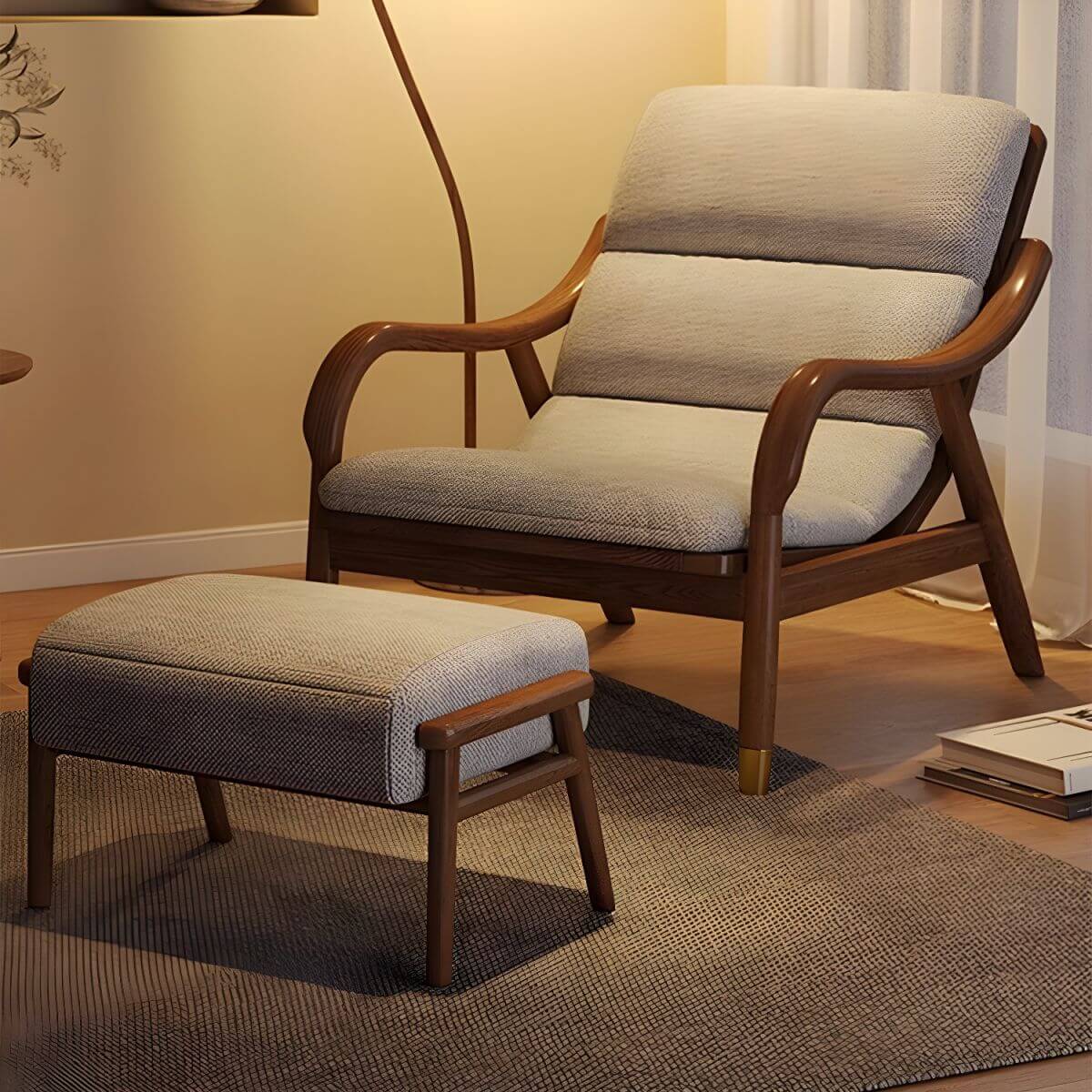 Compact Modern Recliner with Lumbar Support, Removable Cushions, and Wood Legs Secondary image
