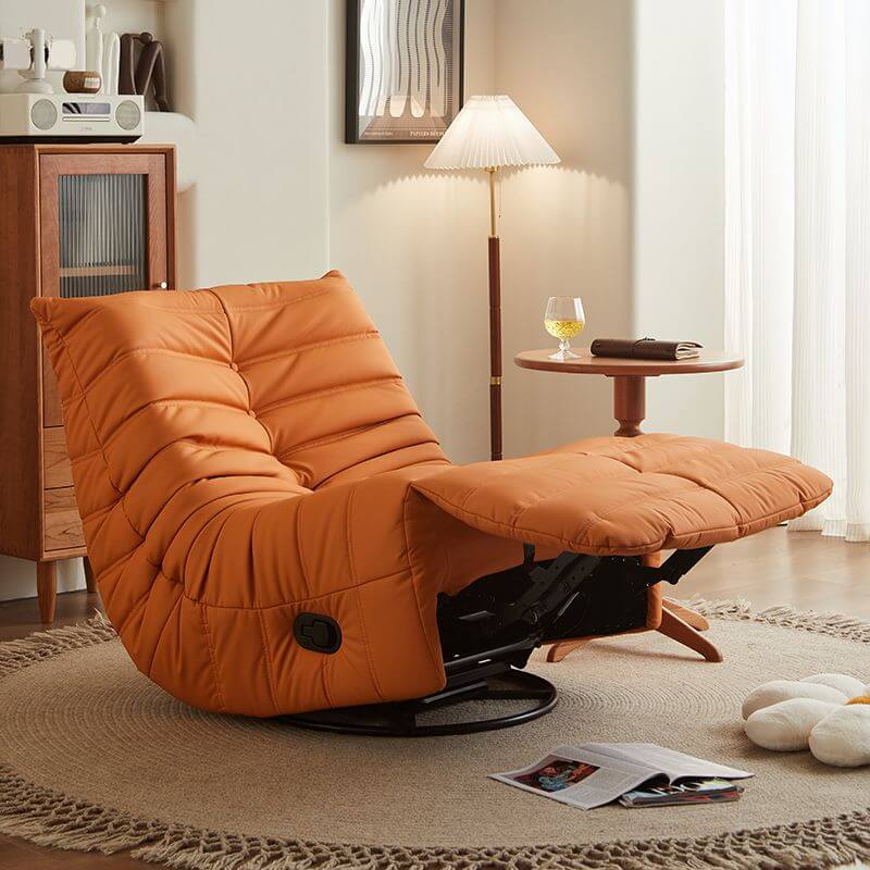 Compact Modern Swivel Rocker Recliner in Beige Main image