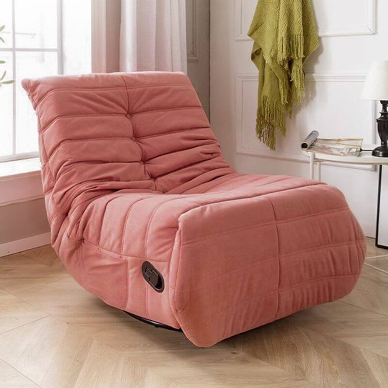 Compact Modern Swivel Rocker Recliner Caterpillar Chair Togo Sofa, Solid Color with Detachable Pillow and Storage Secondary image