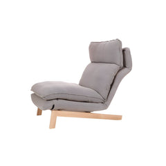 Gray Cotton Blend Recliner with Wood Legs