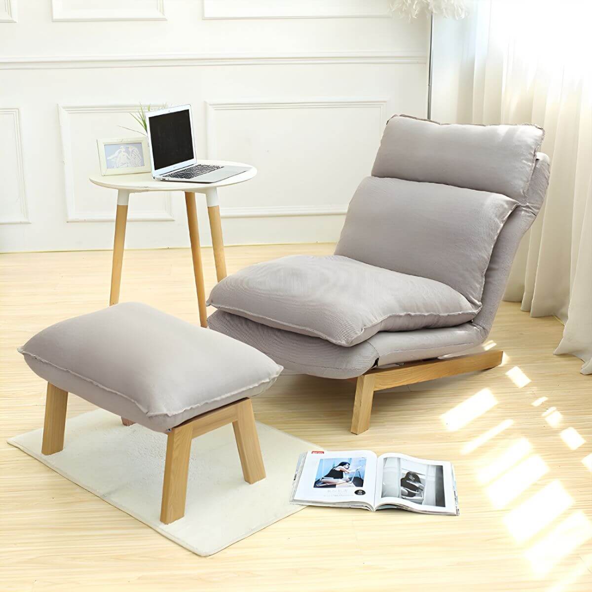Compact Standard Scandinavian Recliner in Cotton Blend with Lumbar Support Image principale du produit