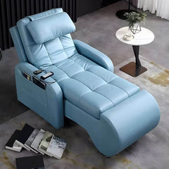 Compact Waterproof Blue Recliner with Storage Pocket