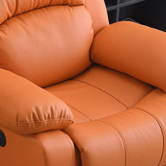 Orange Microfiber Leather Compact Wood Recliner