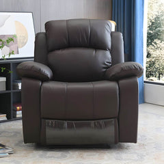 Orange Genuine Leather Compact Wood Recliner