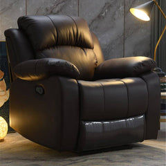 Orange Genuine Leather Compact Wood Recliner