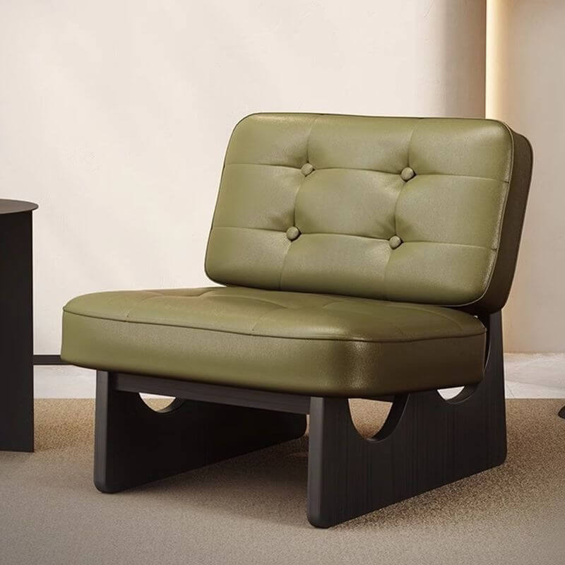 Contemporary Accent Chair with Tufted Back in White/Green/Auburn, Solid Color, and Button-tufted Secondary image