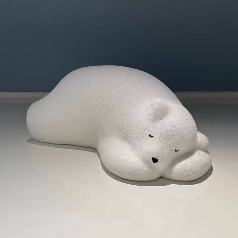 Contemporary Bear Ottoman in White