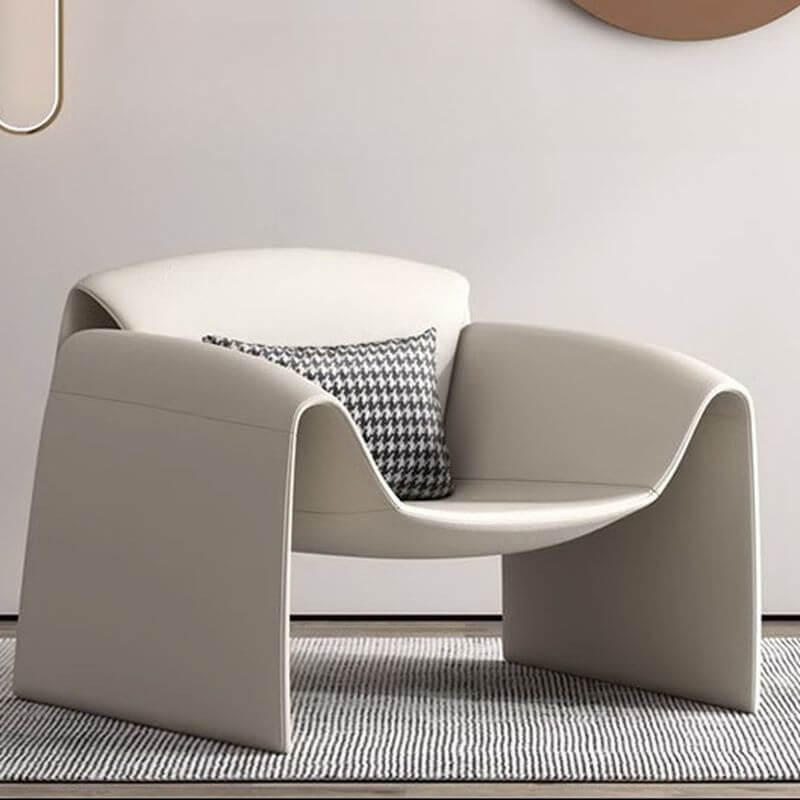 Contemporary Beige Arm Chair from the side view Image principale du produit