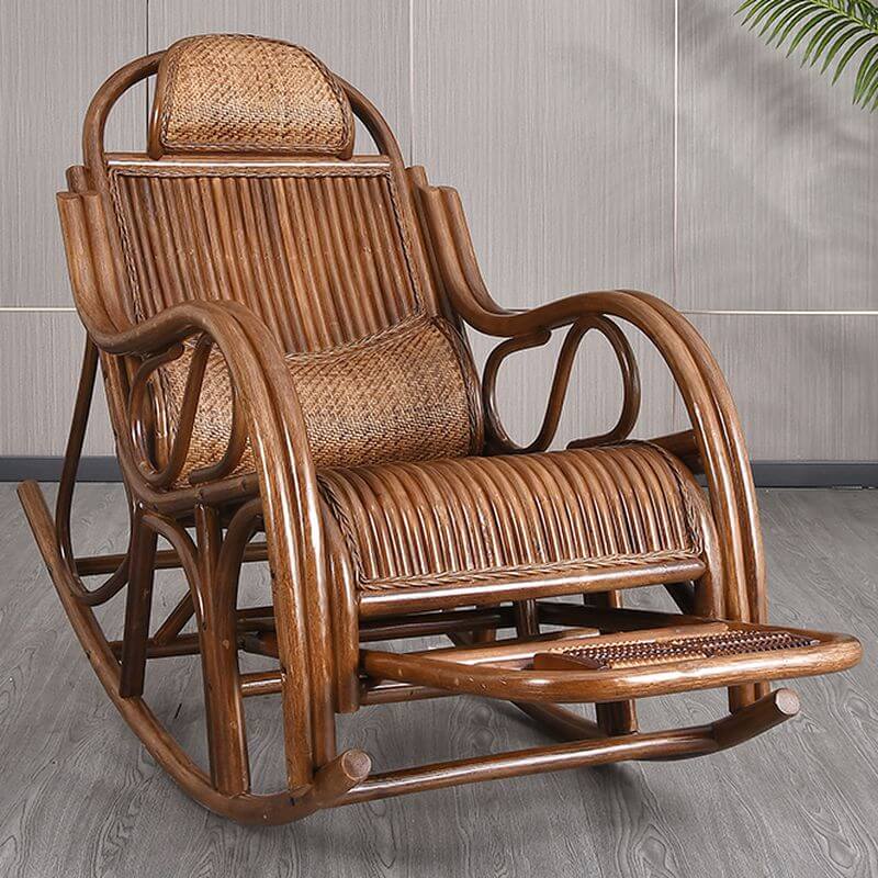 Contemporary black cane rocking armchair in living room Image principale du produit