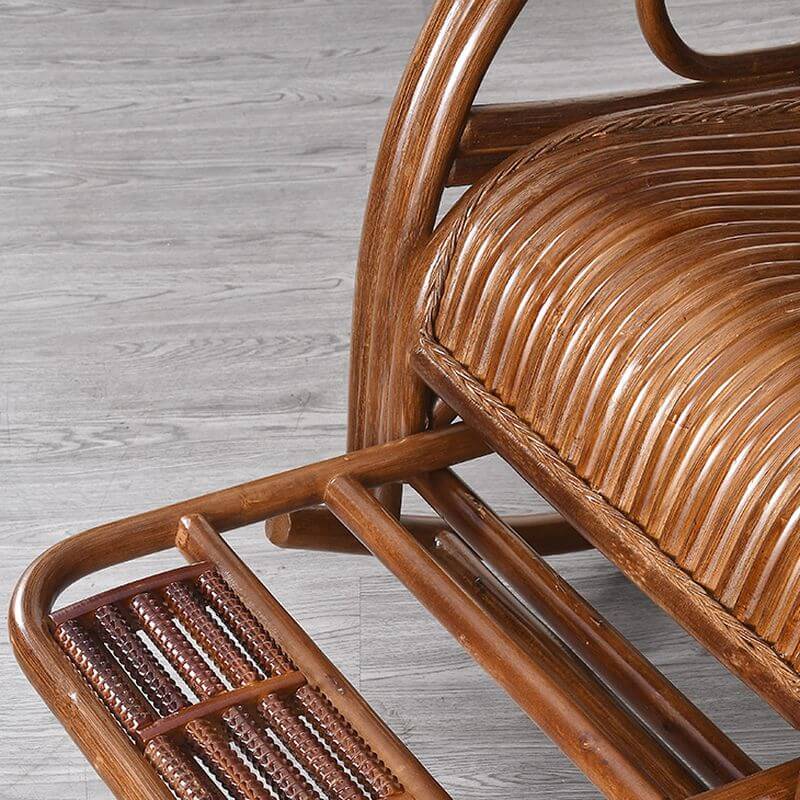 Wood grain cane rocking chair with track arm