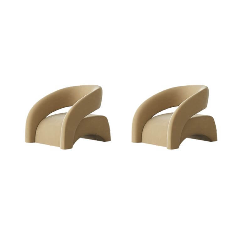 Comfortable fixed-back chair in neutral tones