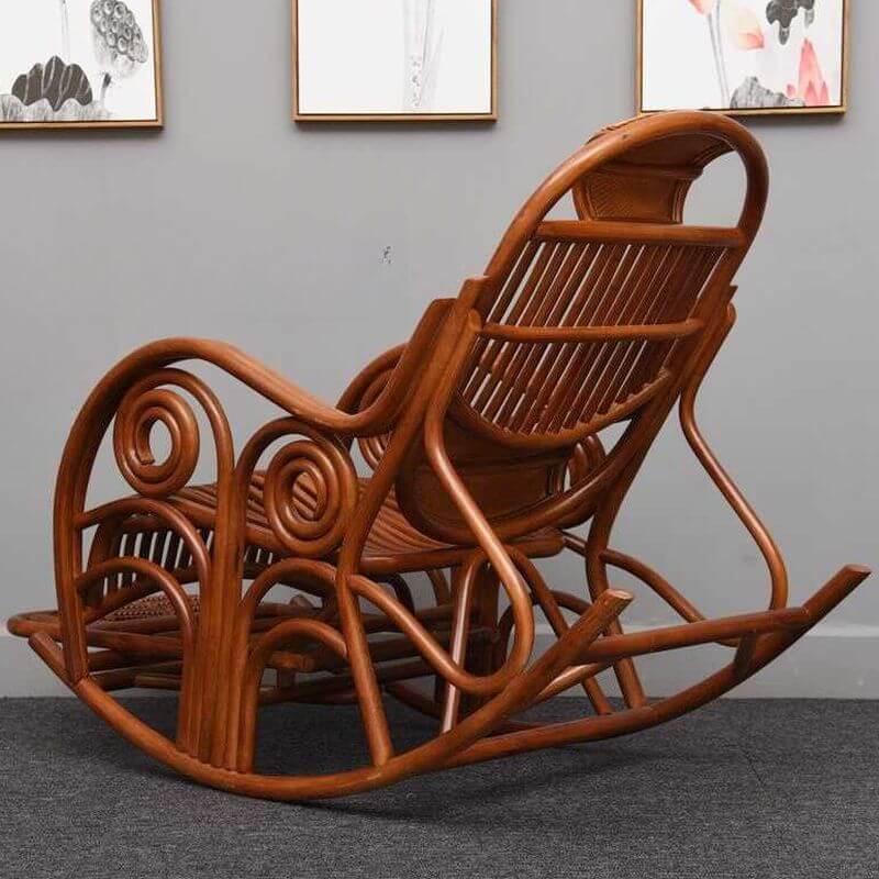 Contemporary Cane Rocking Armchair in Black Walnut