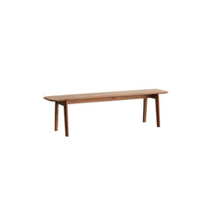 Elegant brown wood dining bench in entryway