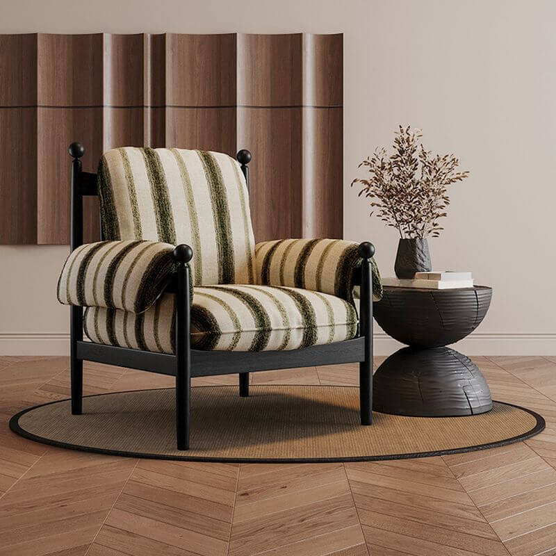 Solid wood frame arm chair with plush seat Main image