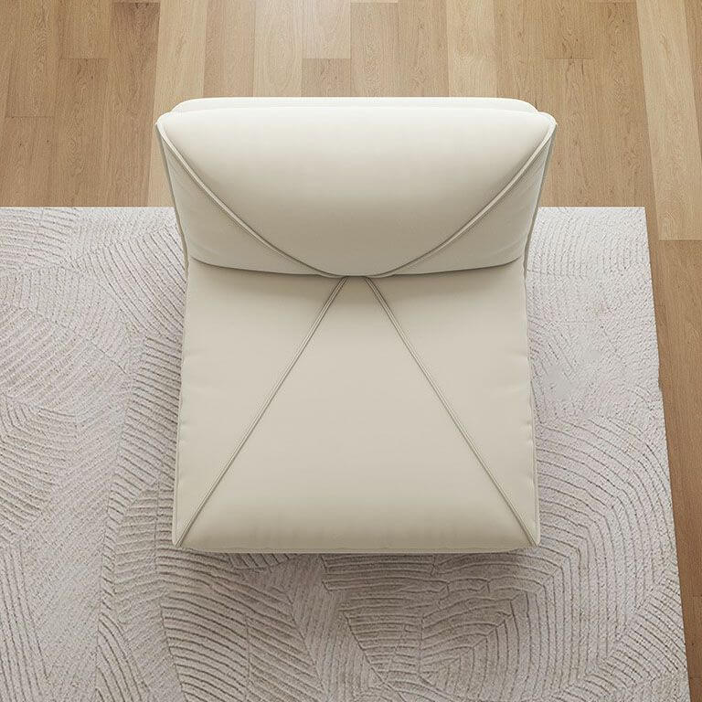 Contemporary Cream Solid Color Leather Upholstered Side Chair with Fixed Back Secondary image