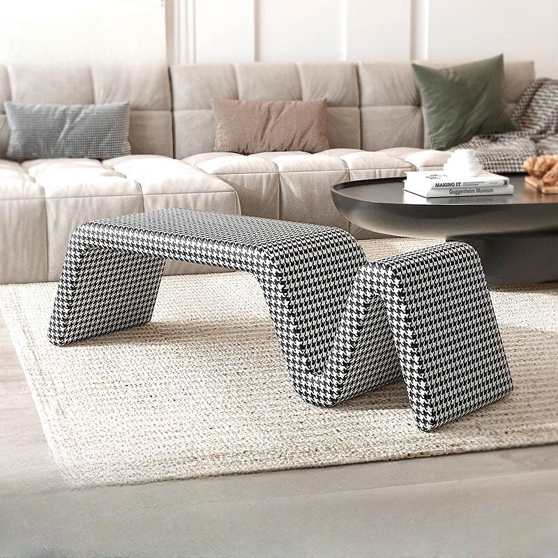 Contemporary floral pattern accent stool Main image