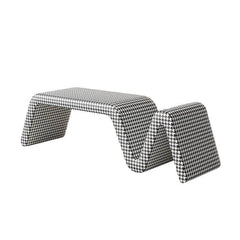 Stylish upholstered accent stool on metal legs