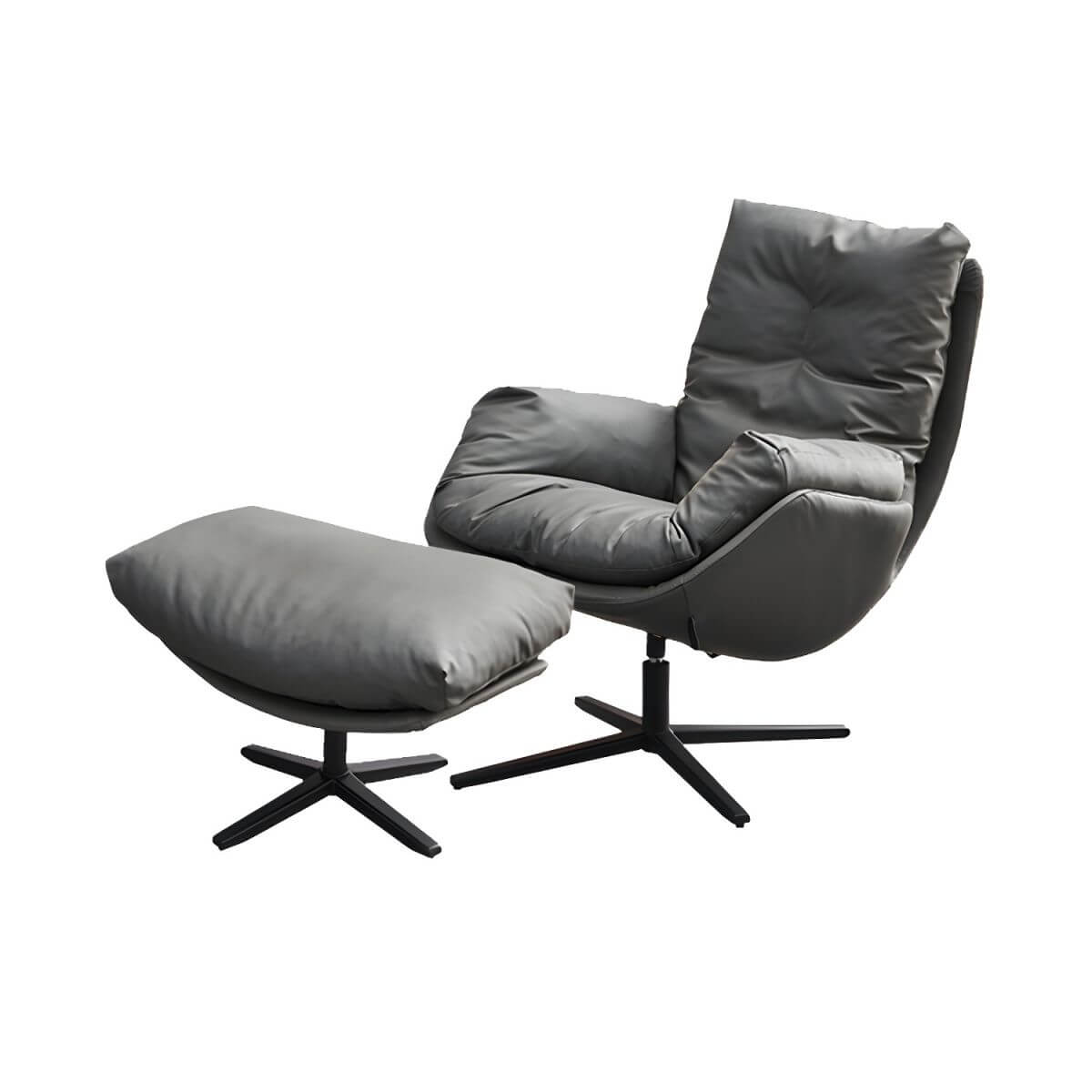 Contemporary genuine leather black arm recliner Image principale du produit