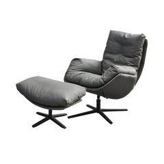 Contemporary genuine leather black arm recliner