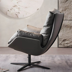 Durable leather upholstered chair with sleek lines