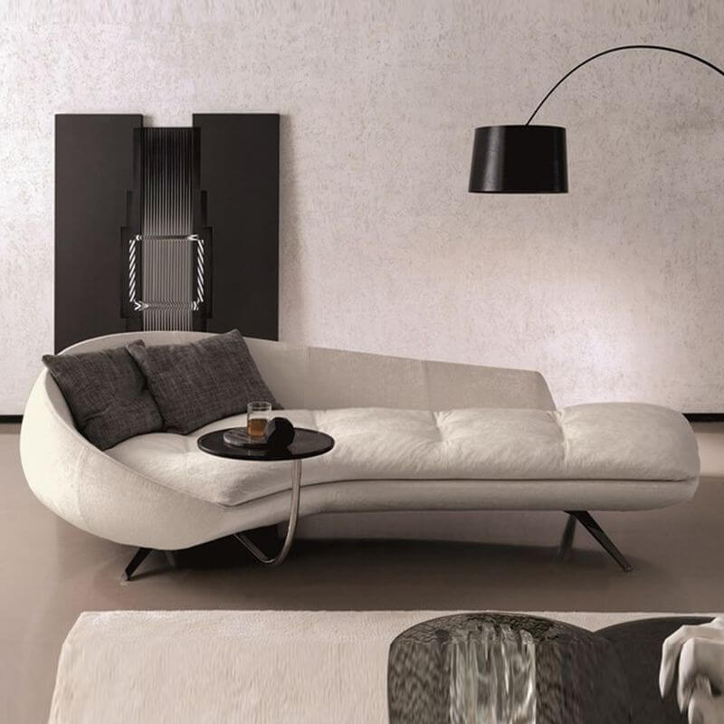 Contemporary Left-Arm Chaise Lounge in Black