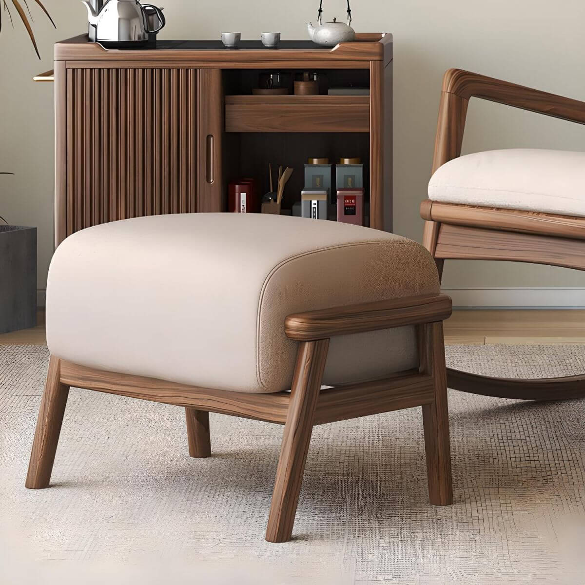 Close-up of the track arms on a rocking chair