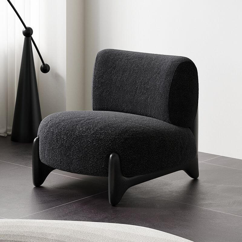 コンテンポラリーなインク/ホワイトソリッドカラーサイドチェア with 固定バック、取り外し可能なクッションとスリップカバー for ドローイングルーム サブ画像