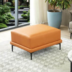 Contemporary Leather Ottoman with Black Legs