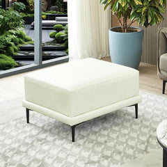 Contemporary Leather Ottoman with Black Legs