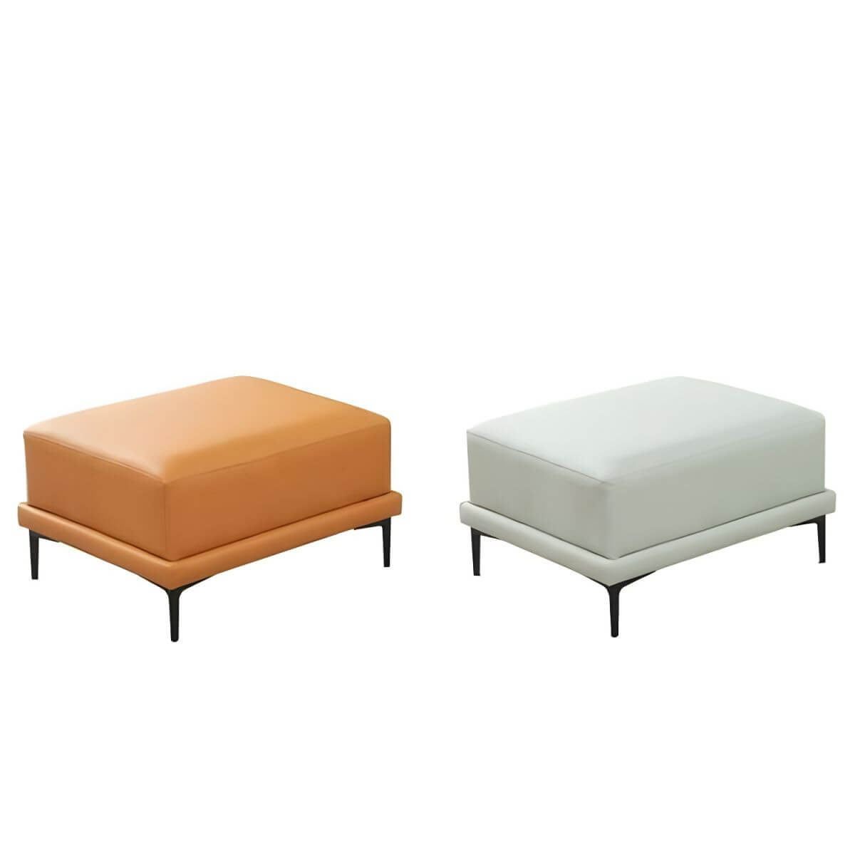 Modern Orange Ottoman in Rectangle Shape