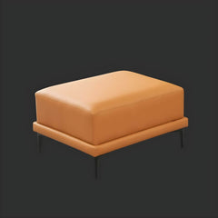 Leather Ottoman with Wood Frame