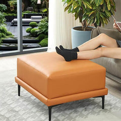 Modern Orange Ottoman in Rectangle Shape